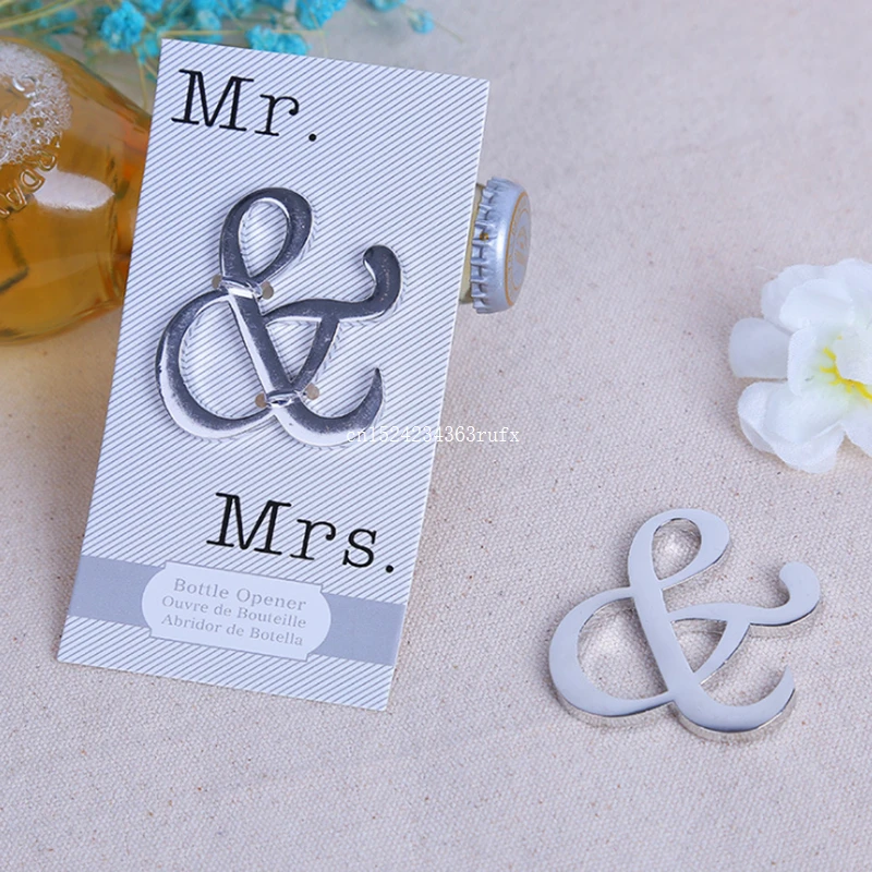 100pcs Mr. And Mrs. Ampersand Bottle Openers Wine Opener Bridal Shower Wedding Favors Gift Beer Bottle Openers Wine Opener