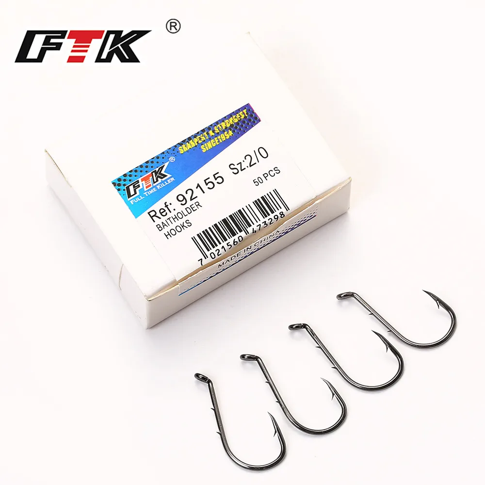 FTK Baitholder Fishhooks 3/0#-7# Carbon Steel 50Pcs/Lot Fishing Hooks From Norway For Jigging Carp Anzol Fishhook Fishing Tackl