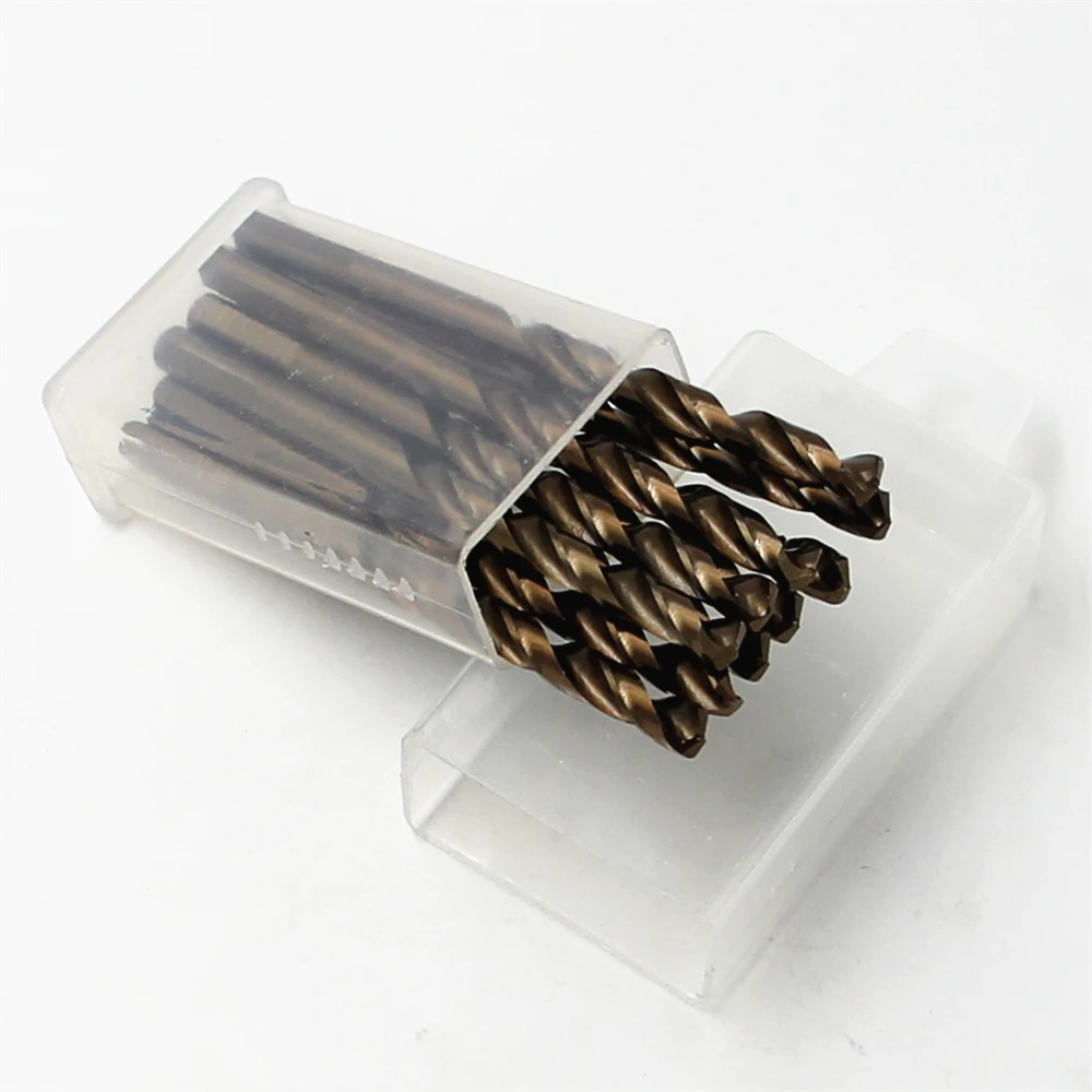 10pcs HSS-Co M35 삼각형 핸들 트위스트 드릴 비트 1/4 인치 6.35mm 맞는 나무 스테인레스 스틸 금속 콘 코어 드릴링 구멍 톱