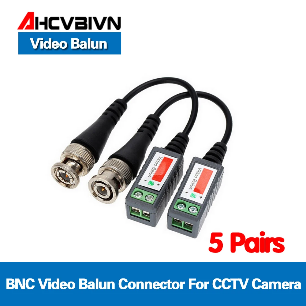 

10pcs/5 Pairs ABS Plastic CCTV Video Balun CCTV Accessories Passive Transceivers 2000ft Distance UTP Balun BNC Cable CAT5 Cable