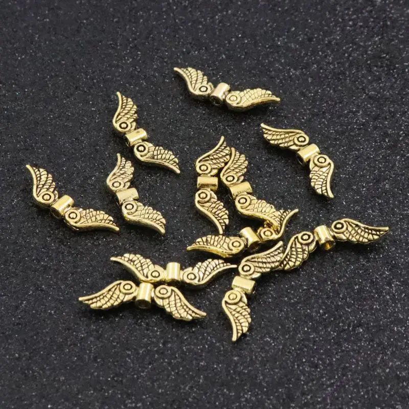 Breite 24mm Loch 1,8mm Flügel tibetisch Silber Gold Farbe Metall Abstand halter Perle für Schmuck finden Schmuck Perle handgemachte DIY Zubehör – Detail 8