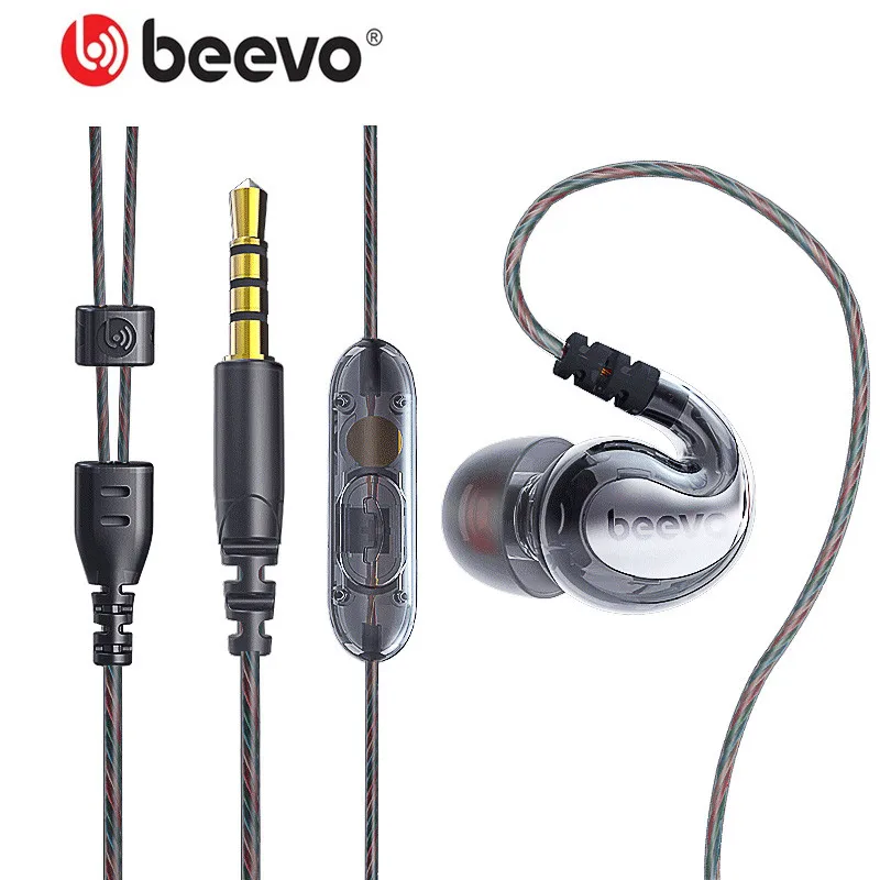 Beevo In-ear Sport Headphones TruBass Stereo HIFI Earphone Metal 3.5mm Plug Earbud Earbud with Microphone & Remote EM390