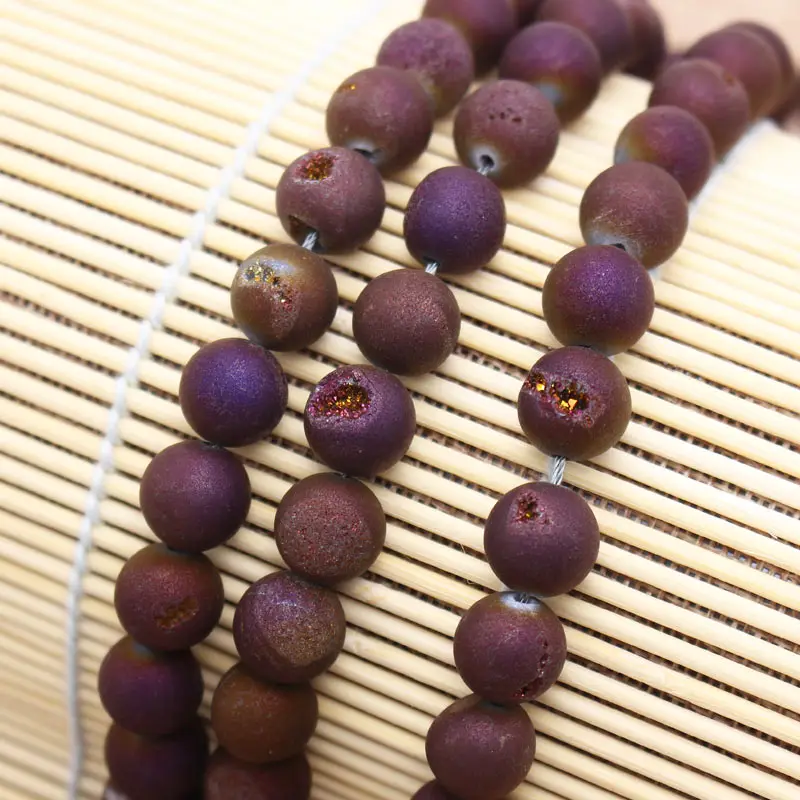 Wholesale Purple Plating agates, Smile agates Round Beads15