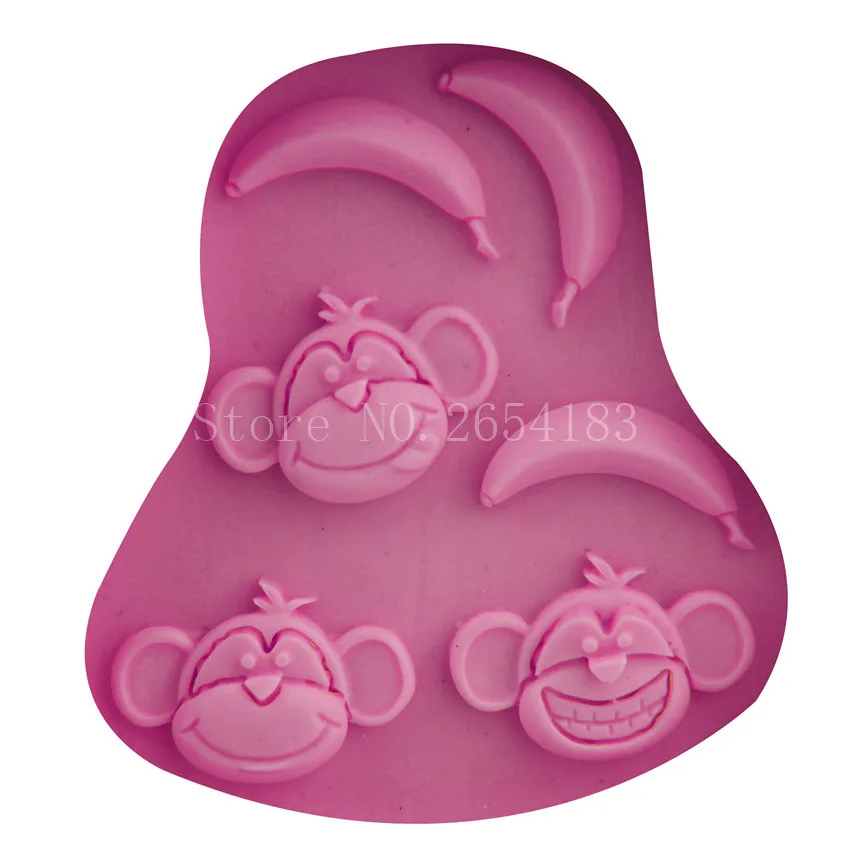 Animal Monkey Banana Silicone Fondant Cake Mold Cupcake Jelly Candy Chocolate Decoration Baking Tool Moulds Resin Art Available
