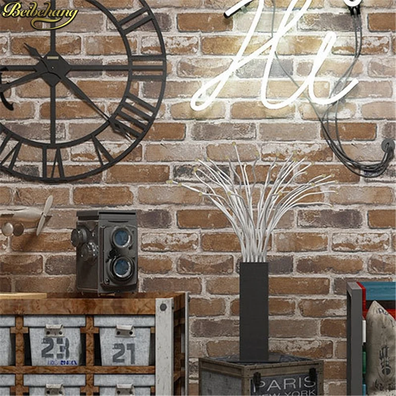 beibehang Retro Nostalgic 3D Stereo Brick Wallpaper Cafe Bar Restaurant Culture Stone Red Brick Wall paper papel de parede