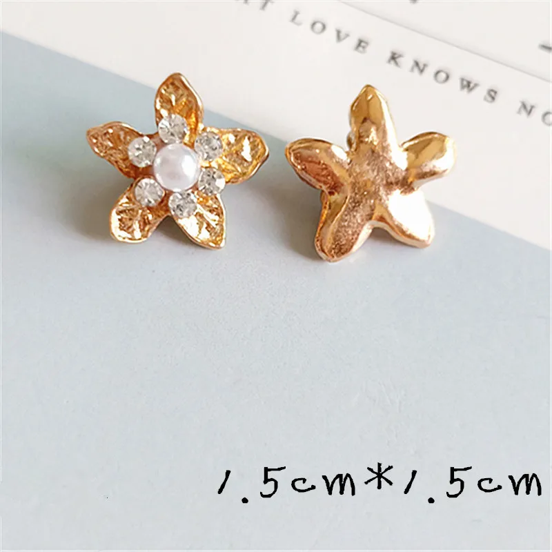 10 pcs/lot Alloy  Gold Pearls Rhinestone Buttons Ornaments Earrings Choker Hair Bow DIY Jewelry Accessories Handmade