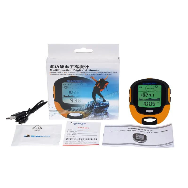 Sunroad Multifunction Digital Altimeter Waterproof Outdoor Camping Running Swimming LCD Barometer Compass Weather Forecast Tools