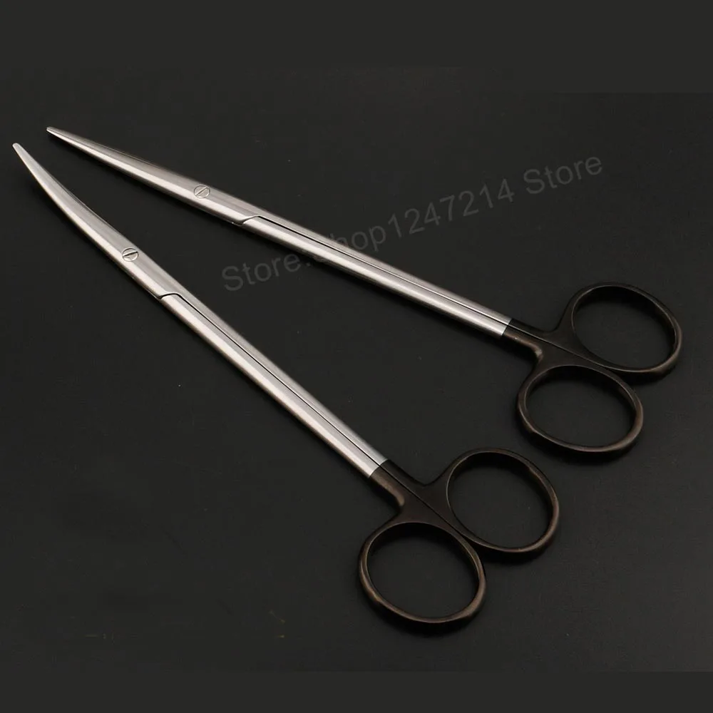 12.5 15 16 18cm black handle round head scissors fine blunt straight straight scissors