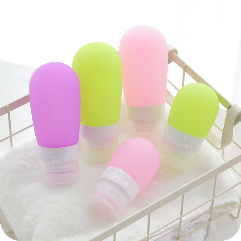 1Pc 38ml 60ml 80ml Empty Silicone Travel Packing Press Bottle For Lotion Shampoo Bath Small Sample Containers