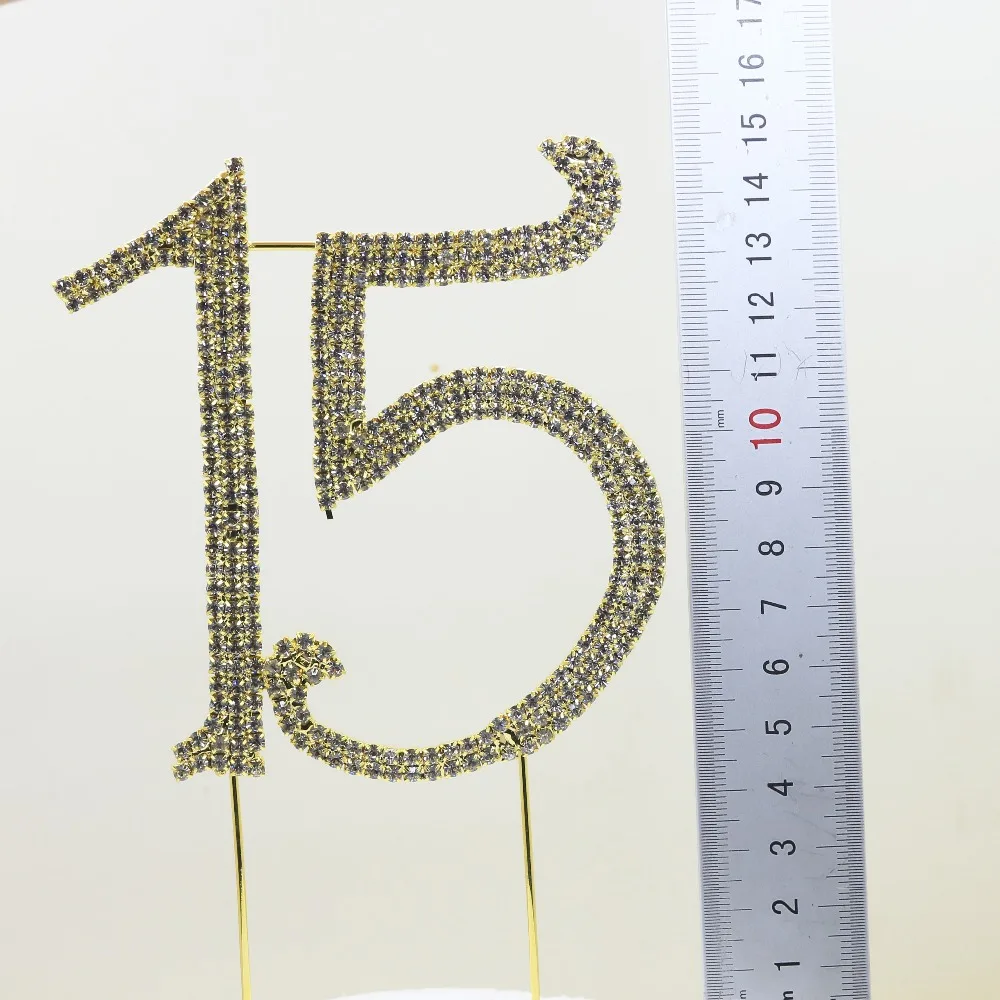 Bruiloft 1pcs/pack 15th Rhinestone Cake Diy Topper Party Supplies Wholesale For Birthday Decorations Anniversary Free Shipping