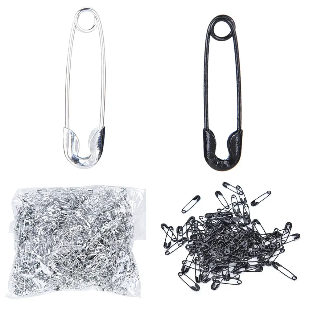 1000Pcs Lovely Black silver  Safety Pins Findings Black,Silver colors 19mm