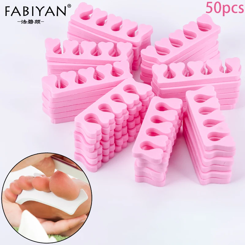 50 teile/paket Rosa Nail art Zehen Separatoren Finger Füße Schwamm Weiche Gel UV Polnischen Werkzeuge Maniküre Pediküre