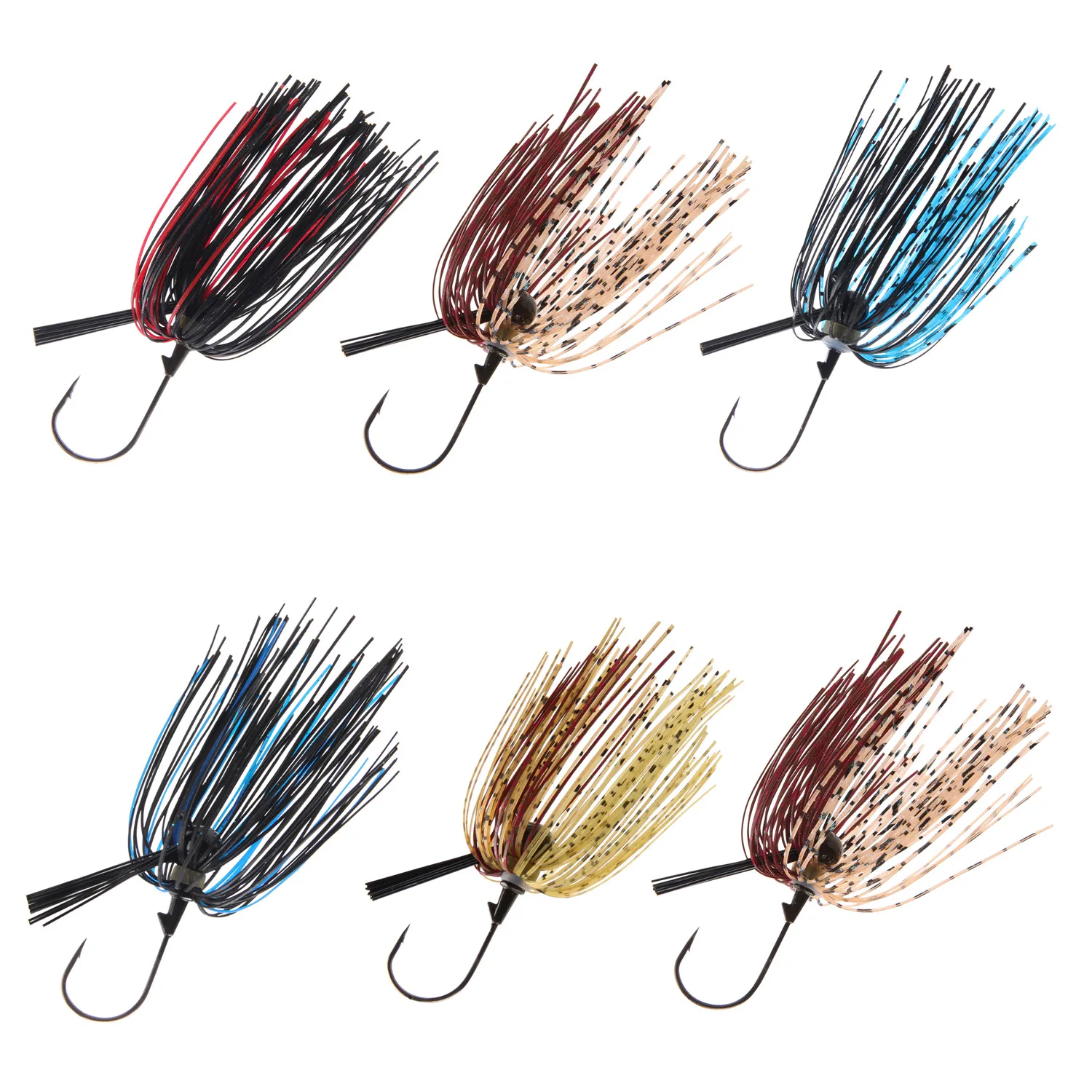 

6pcs 12pcs weedless jig lead head hook with Trailer Wacky Jig Heads swimbait with Silicone Skirts for bass jigs fishing