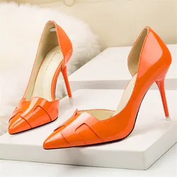 2024 neue Show dünne Frauen High Heels Schuhe Lack leder Mode Pumps Frau Seite Ausschnitte flache Damen Büros chuhe 8 Farben