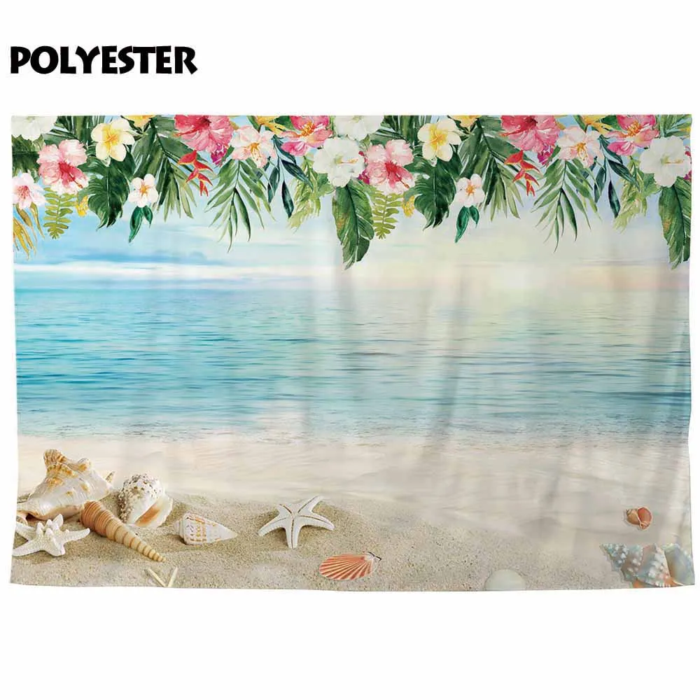 Allenjoy-fondos para estudio de fotografía de verano, playa, arena, estrella de mar, Concha, flor colorida, sesión fotográfica tropical