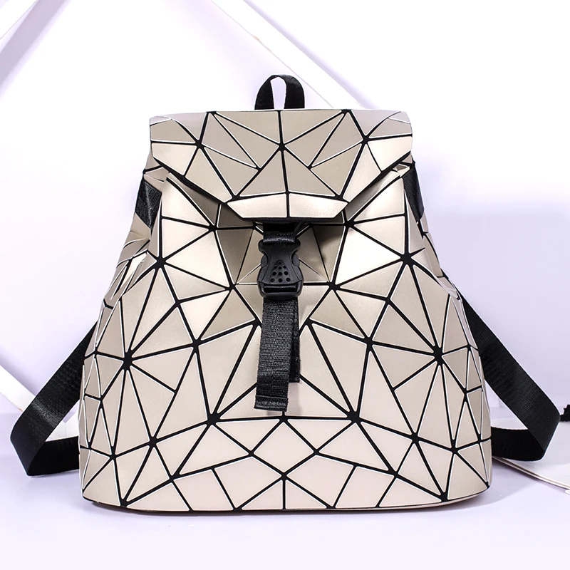 Women Backpack matte Geometric bag Female Backpacks For Teenage Girls Bagpack Drawstring Bag Holographic Backpack