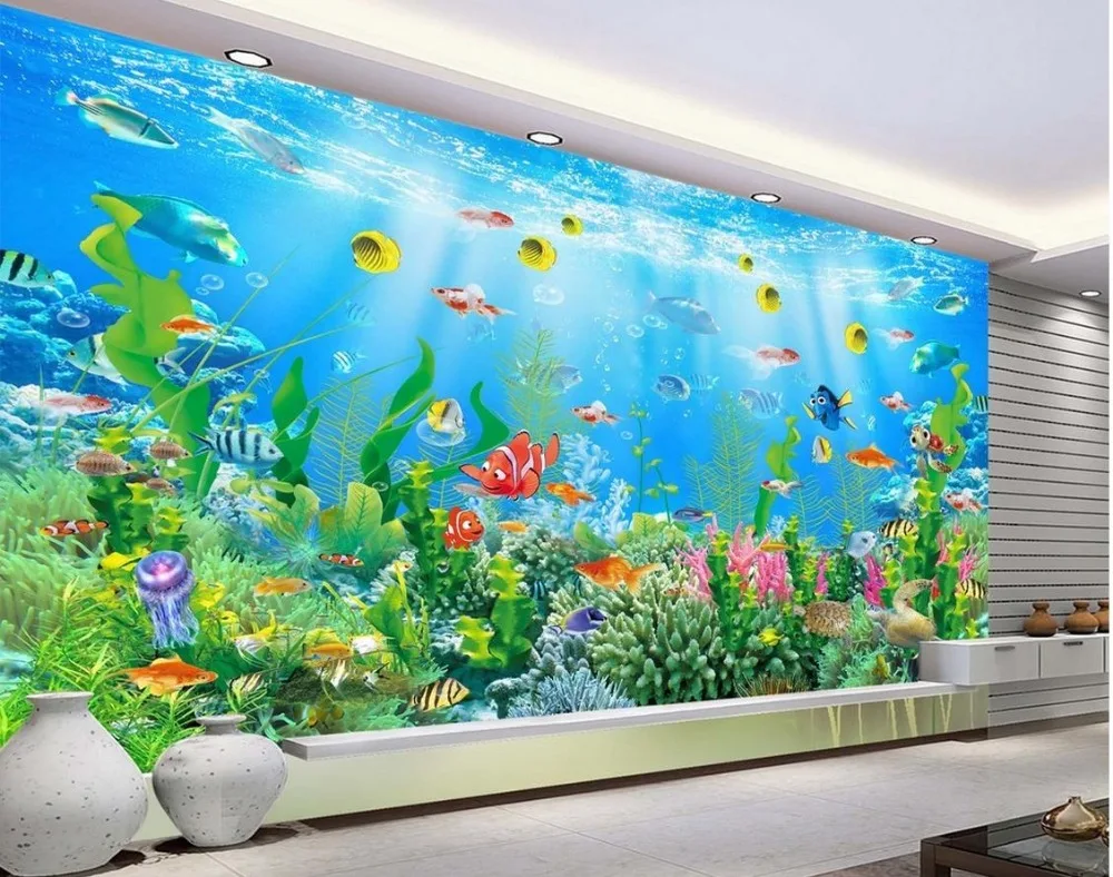 

Stereoscopic 3d wallpaper Azure sea floor TV background wallpaper 3d mural wallpaper Wall Decoration