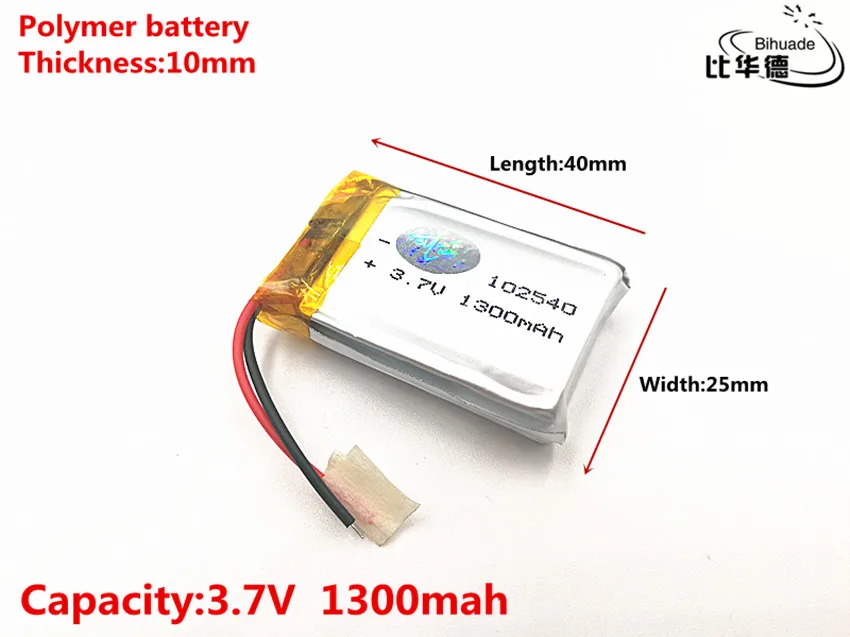 Dobra jakość 3.7 V, 1300 mAH, 102540, polimerowa bateria litowo-jonowa/akumulator litowo-jonowy do TOY, POWER BANK, GPS,