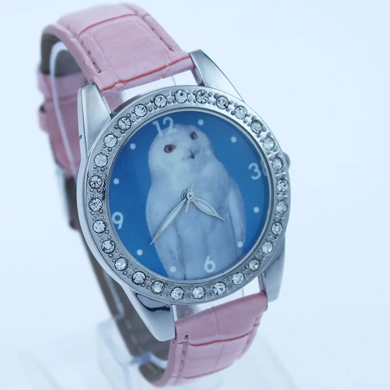 Snow owl dial Fashion White Owl Dial Quartz Men Watch Leather Sport watches High Quality Clock Wristwatch Relogio Masculino