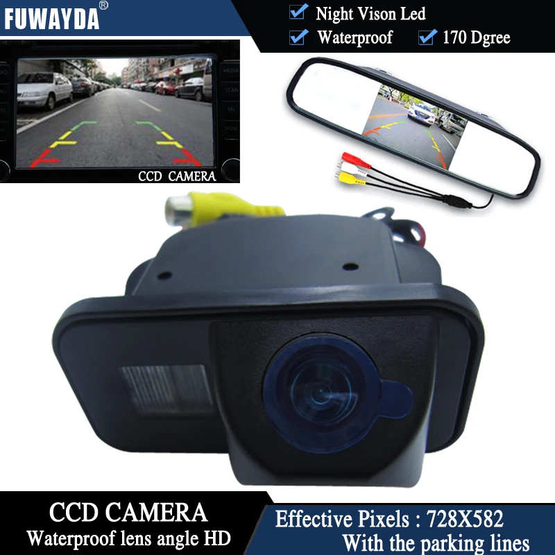 FUWAYDA Color CCD Chip Car Rear View Camera for TOYOTA Corolla Tarago Previa Wish Alphard +  4.3 Inch  rearview Mirror Monitor