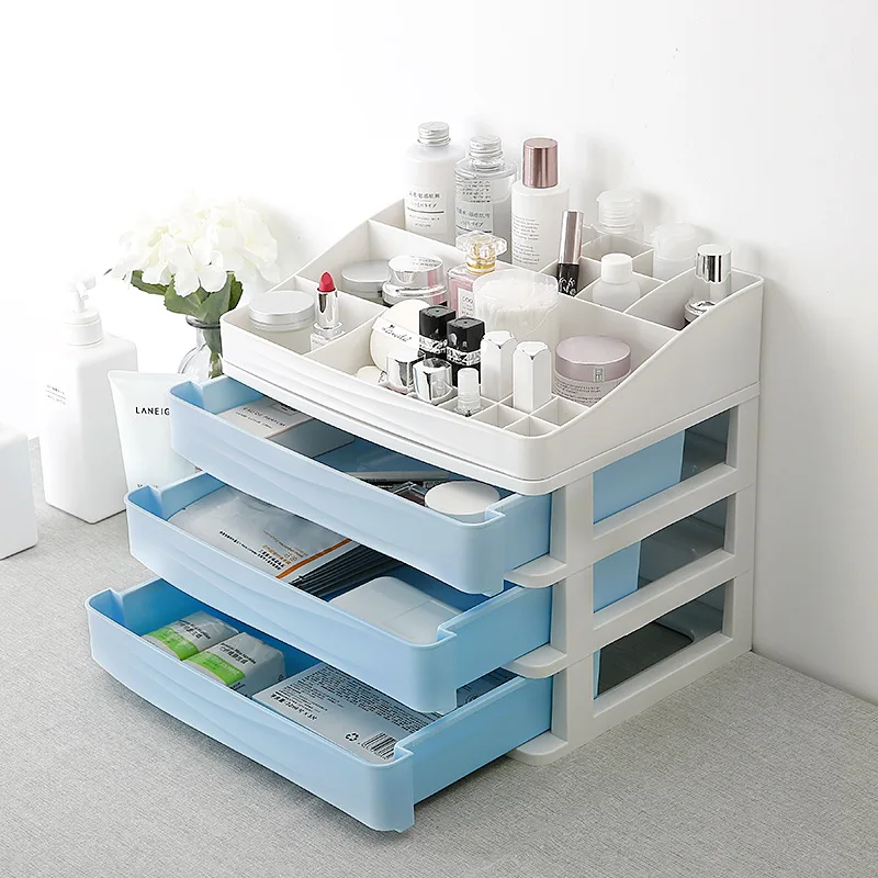 1-4 Layers desktop cosmetic storage box sundries storage Dressing table drawer storage box makeup organizer