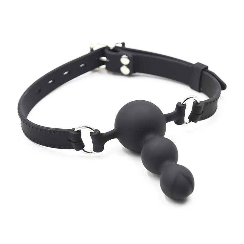 Thierry Silicone Multiple Ball Gag Strap On Open Mouth Anal Plug With Locking Buckles Silicone Harness Bondage Toys For Couples