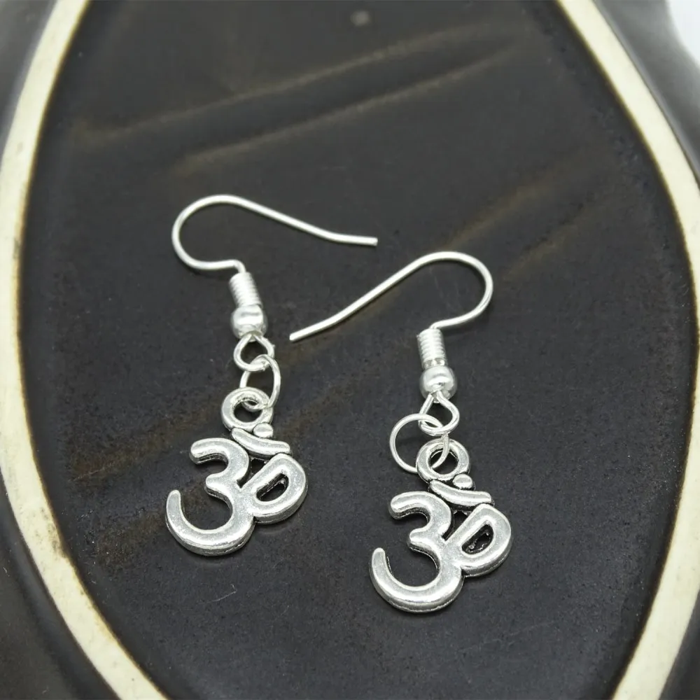

Zinc Alloy Tibetan Silver OM/OHM/3D Sign Dangle Drop Earrings Handmade DIY Jewelry Making