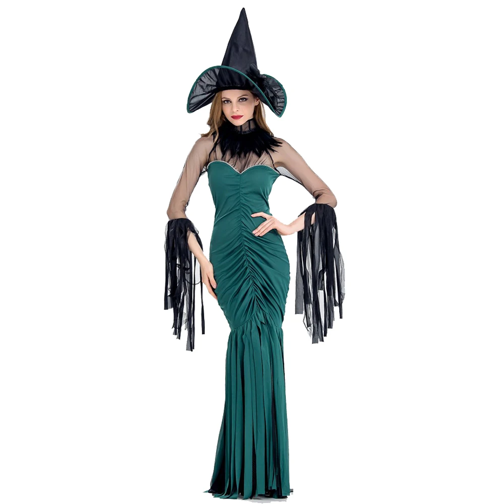 

Adult Women Halloween Sexy Gothic Witch Costume Ladies Fancy Tassel Dress Cosplay Funny Outfit S-XL For Girls Plus Size