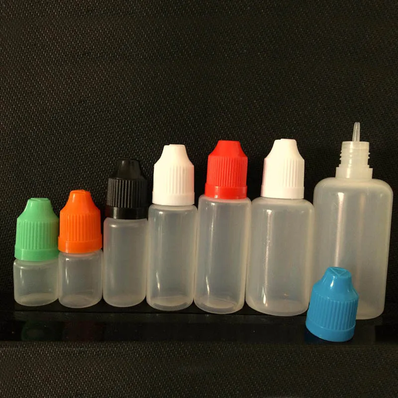 

1000pcs empty E liquid Dropper Bottle 3ml 5ml 10ml 15ml 20ml 30ml 50ml 60ml 100ml 120ml Plastic PE Bottles for E Liquid Nail Gel