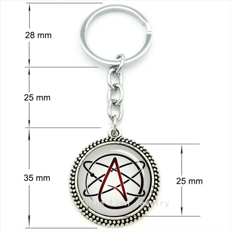 TAFREE Wholesale retail Atheist symbol men and women jewelry Keychain Atheist logo pendant key ring Atheism Movement gift KC523