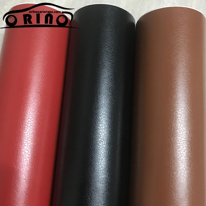 Black/Red/Brown/Beige Leather Grain Texture Vinyl Car Wrap Sticker Decal Film Sheet Self Adhesive Interior Car Sticker