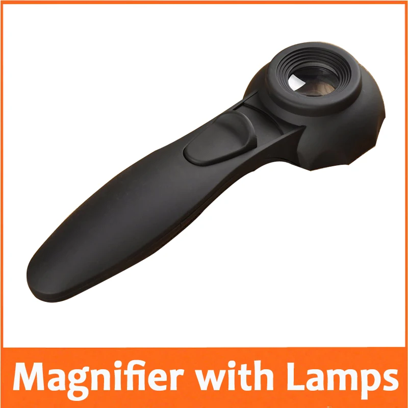 30X Handle Magnifier with 6pcs LED Lamps Illumination Antique Jade Jewelry Appraisal Magnifying Glass Loupe for Old Man Reading