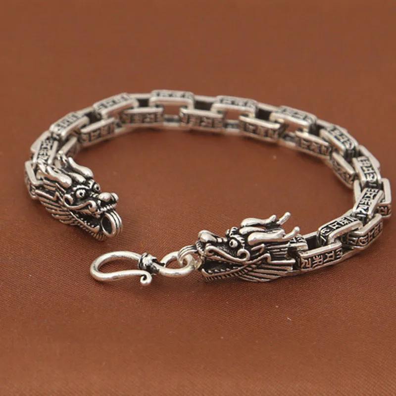 

925 Sterling Silver Vintage Mens lection Dargon Bracelets Women Men Fine Jewelry S925 Solid Thai Silver clasp Bangle Bracelet