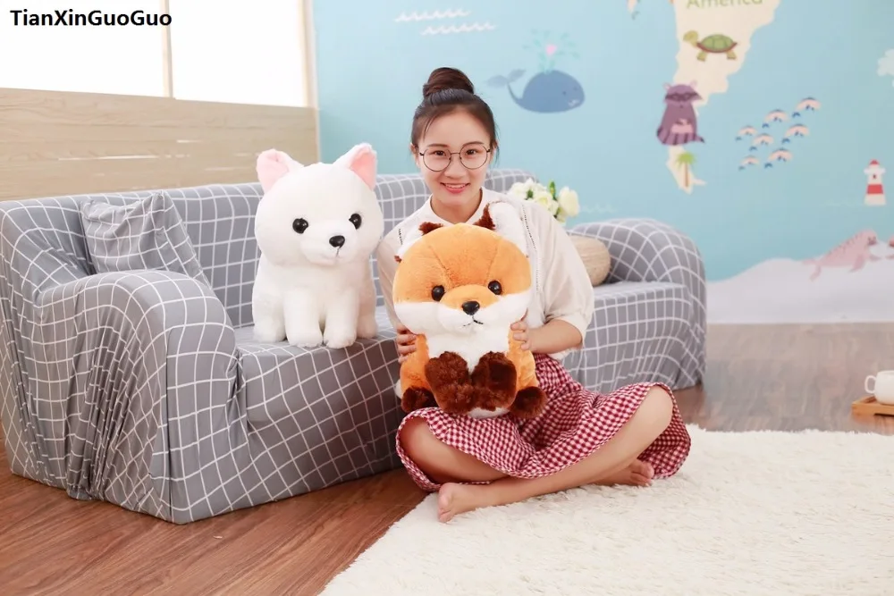 large 40cm lovely squatting fox plush toy soft doll throw pillow birthday gift s0378