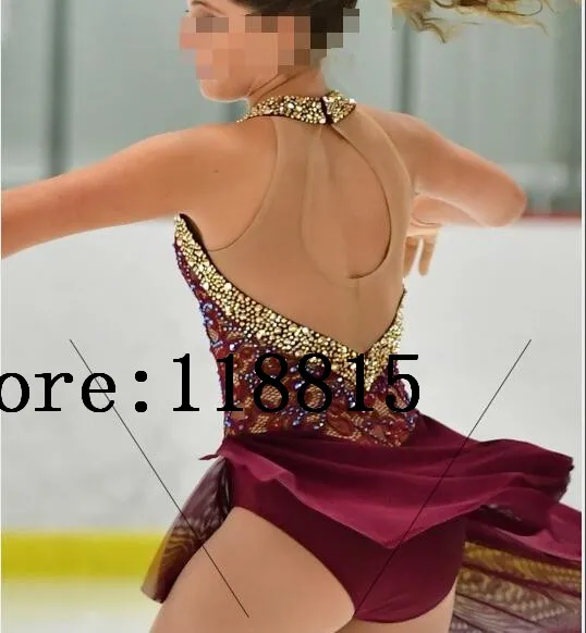 Red Skating Skirt Women High Quality Women Skating Dress Lycra or Spandex Figure Skating Clothing Custom Free Shipping