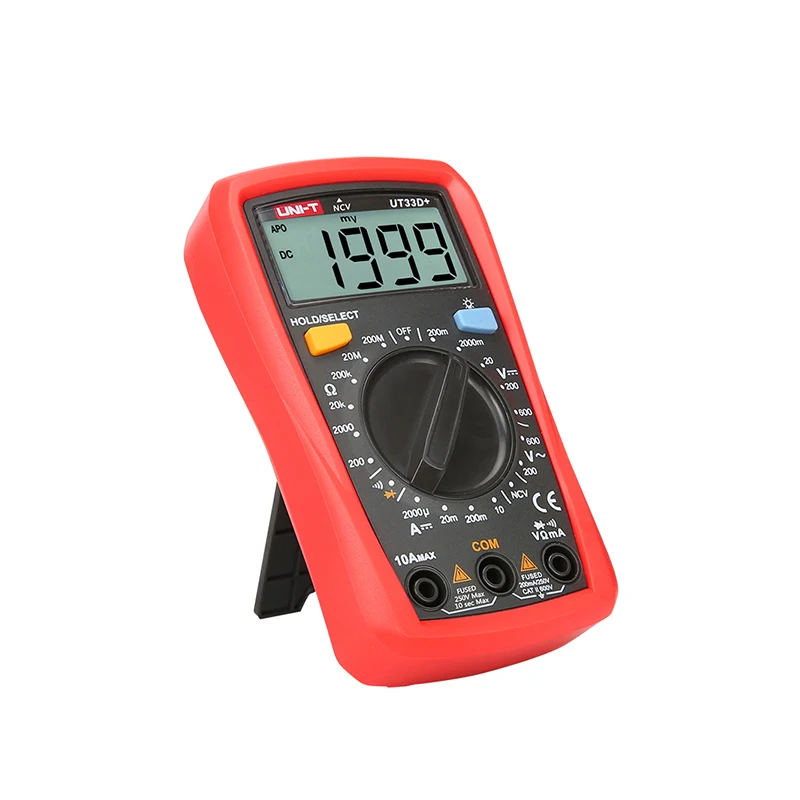 UNI-T UT33D+ Mini Digital Multimeter 600V NCV Palm Size Manual Range AC DC Voltmeter Ammeter Resistance Tester