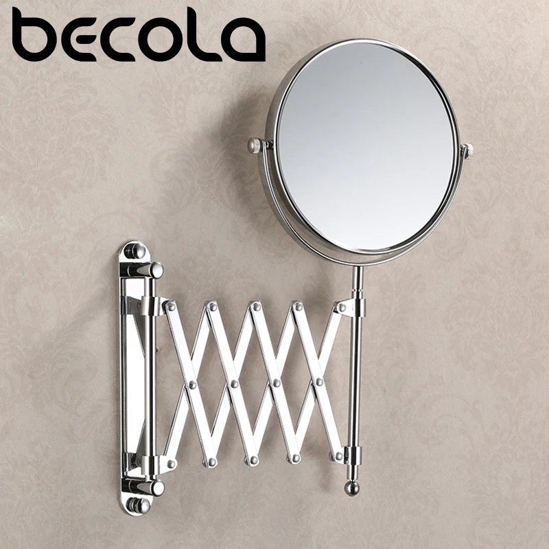 Becola 8 Inch 3X Magnifying Round Wall Make Up Mirror Two-Sided Retractable Bathroom Mirror 360 Degree Swivel Makeup Mirror