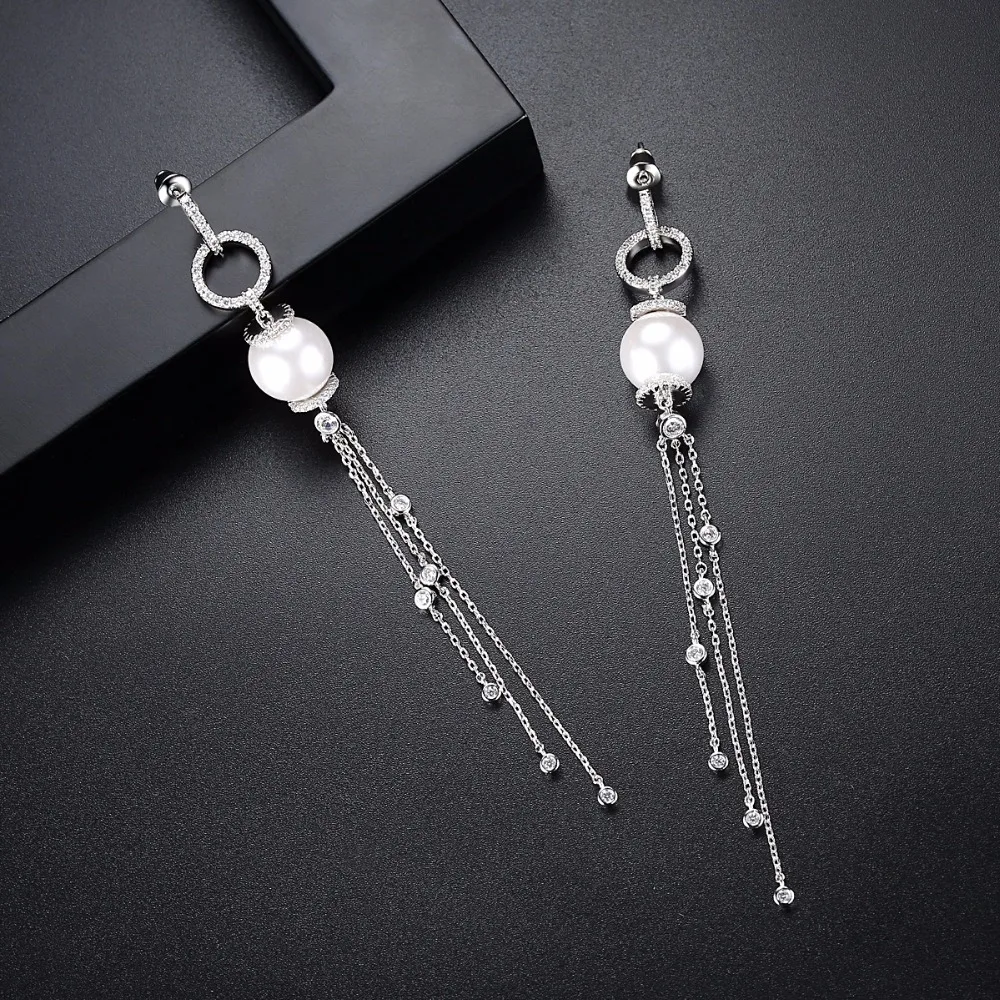 LUOTEEMI Drop Multiple Chain Tassel Long Dangle Earring for Women Bridal Wedding Party Jewelry for Girl Christmas Fashion Gifts