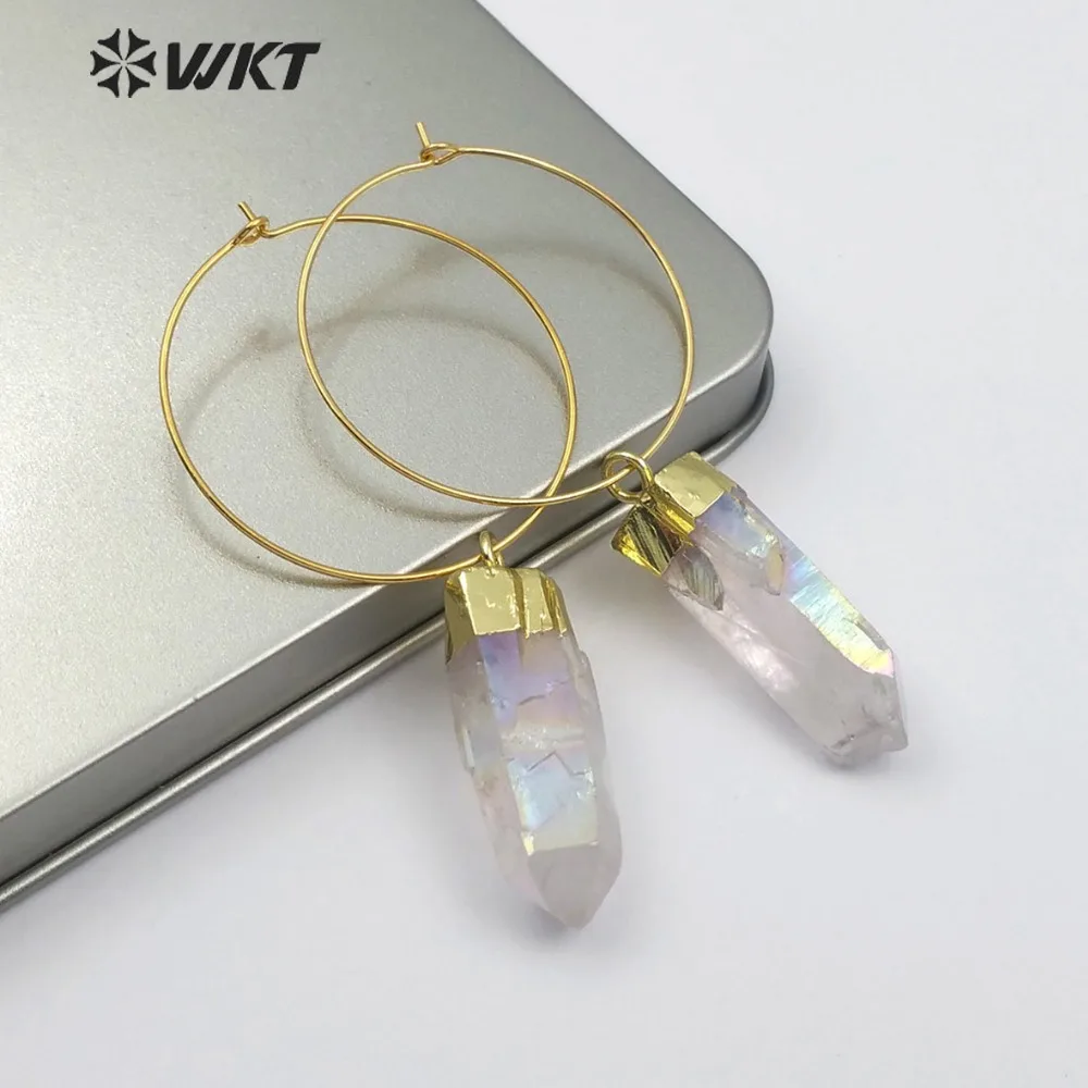 WT-E493 New Arrival Trendy Style Natural Quartz Stone Earrings  Irregular Dangling Exquisite Female Earrings