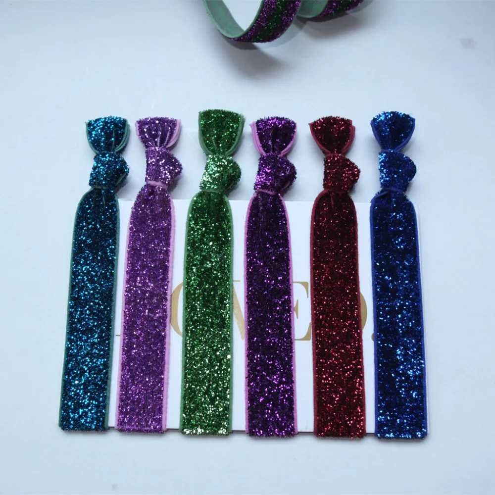 50 PCS Glitter Elastic Hair Ties Ponytail Hair Bands Wrist Strap Sparkling Hair Rope Elastic Bands