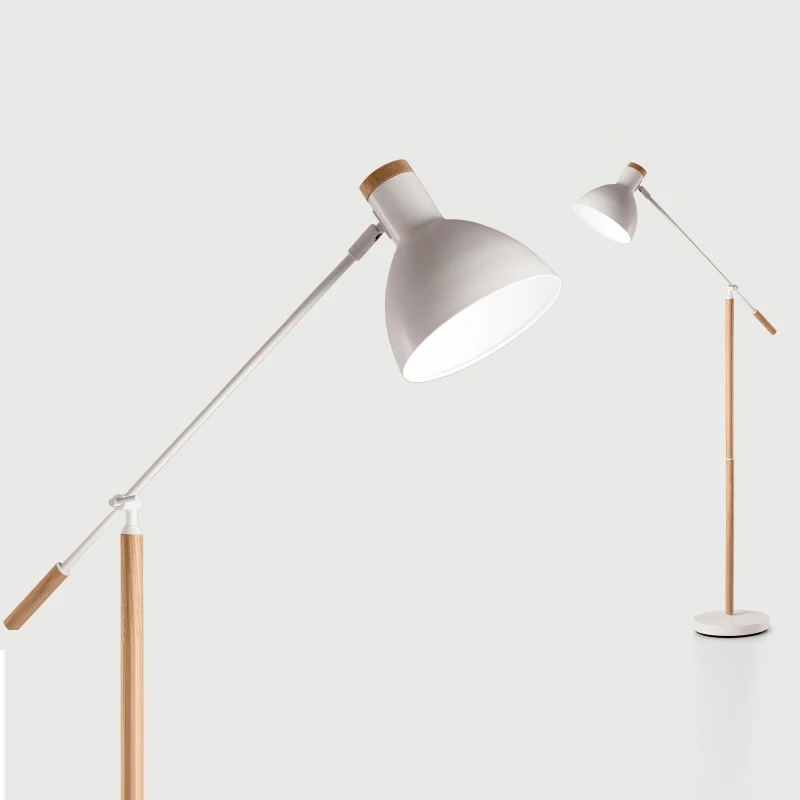 The American minimalist living room lamp, iron wood floor lamp