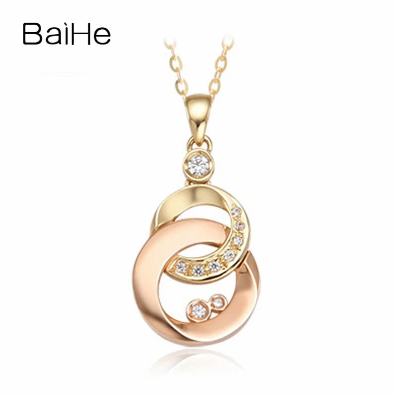 

BAIHE Solid 18K Yellow Gold 0.11ct H/SI Natural Diamond Necklace Women Fine Jewelry Making Colar diamantes гауһар алқа collar