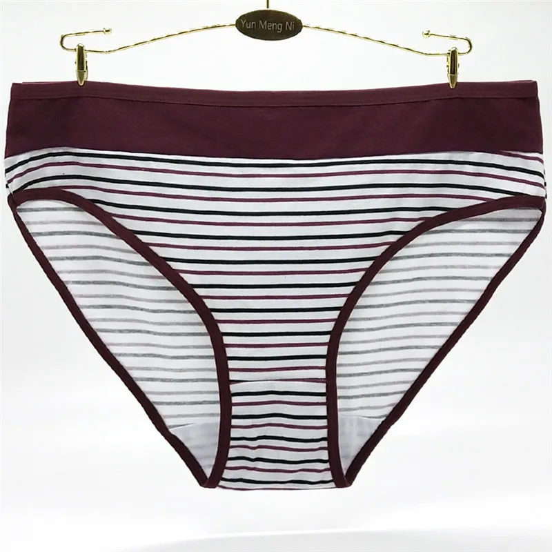 New style 4pcs/lot 2XL/3XL/4XL Striped Large Size Ladies Panties Plus Cotton Briefs Women\'s Underwear 89317