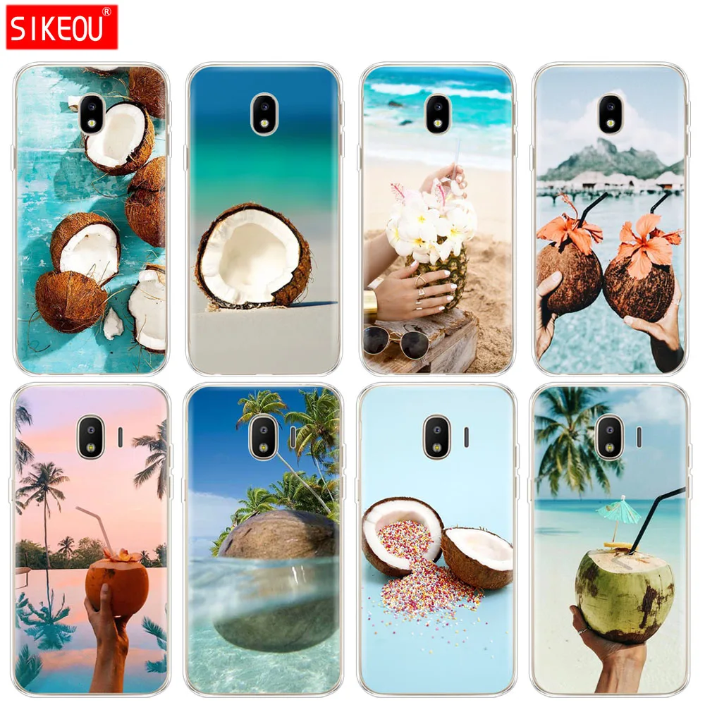 silicone cover phone case for Samsung Galaxy J3 J5 J7 2017 J330 J530 J730 PRO j2 2018 Coconut on the beach