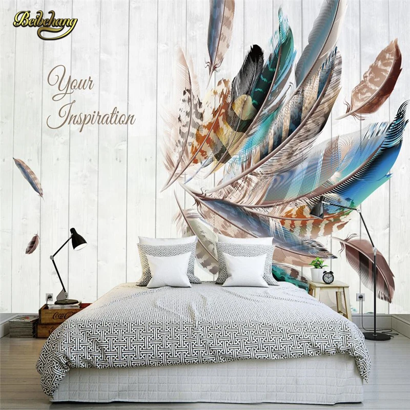 

beibehang color feather board Photo Mural wallpaper for walls 3 d European Hotel Living Room Backdrop papel de parede Wall Paper