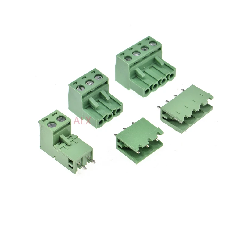 10 SET 2EDG 2/3/4/5/6/7/8/9 pin morsettiera a vite connettore passo 5.08MM SPINA + PIN Dritto COPPINA INCISCIA per pcb 2p 3p 4p