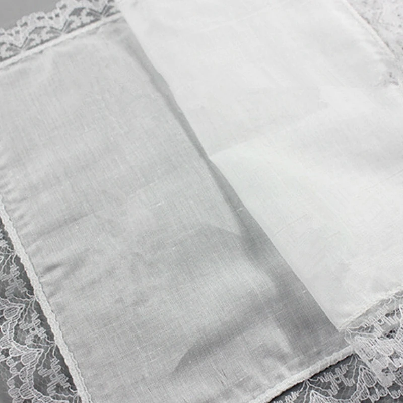 5pcs Cotton Handkerchiefs White Lace Handkerchief Handmade DIY Painting Hankies Ladies Wedding Gift Towel Cloth Napkins QLY9619