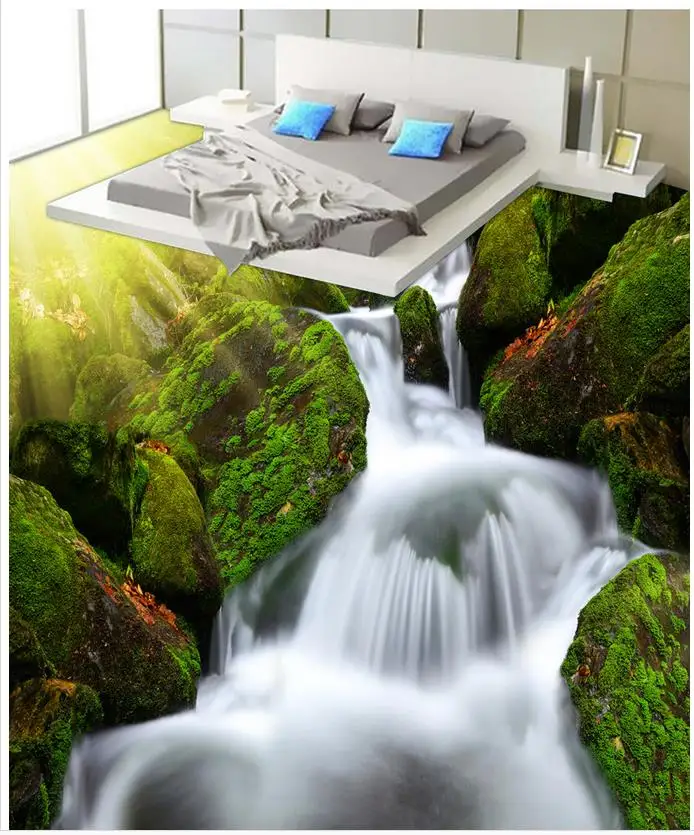 

3D wallpaper 3d floor murals PVC River 3D floor bathroom Bedroom PVC waterproof floor Home Decoration