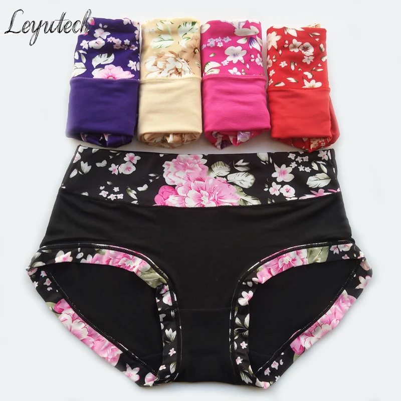 New Underwear Women 5Pcs Sexy Panties Cotton Panty Print Briefs Tanga Cute Thong For Women Underwear Calcinhas 4XL Pink