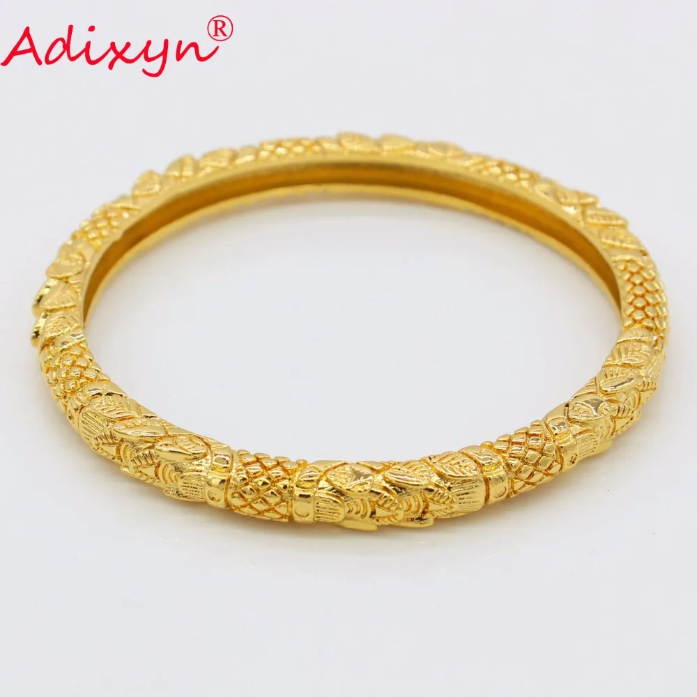 Adixyn 2PCS/LOT,CANNOT OPEN Wholesale Bangle for Women Gold Color African Middle East Bracelet Jewelry Gifts N072409